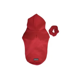 Fleece Hoodie with Matching Scrunchie, Cayenne