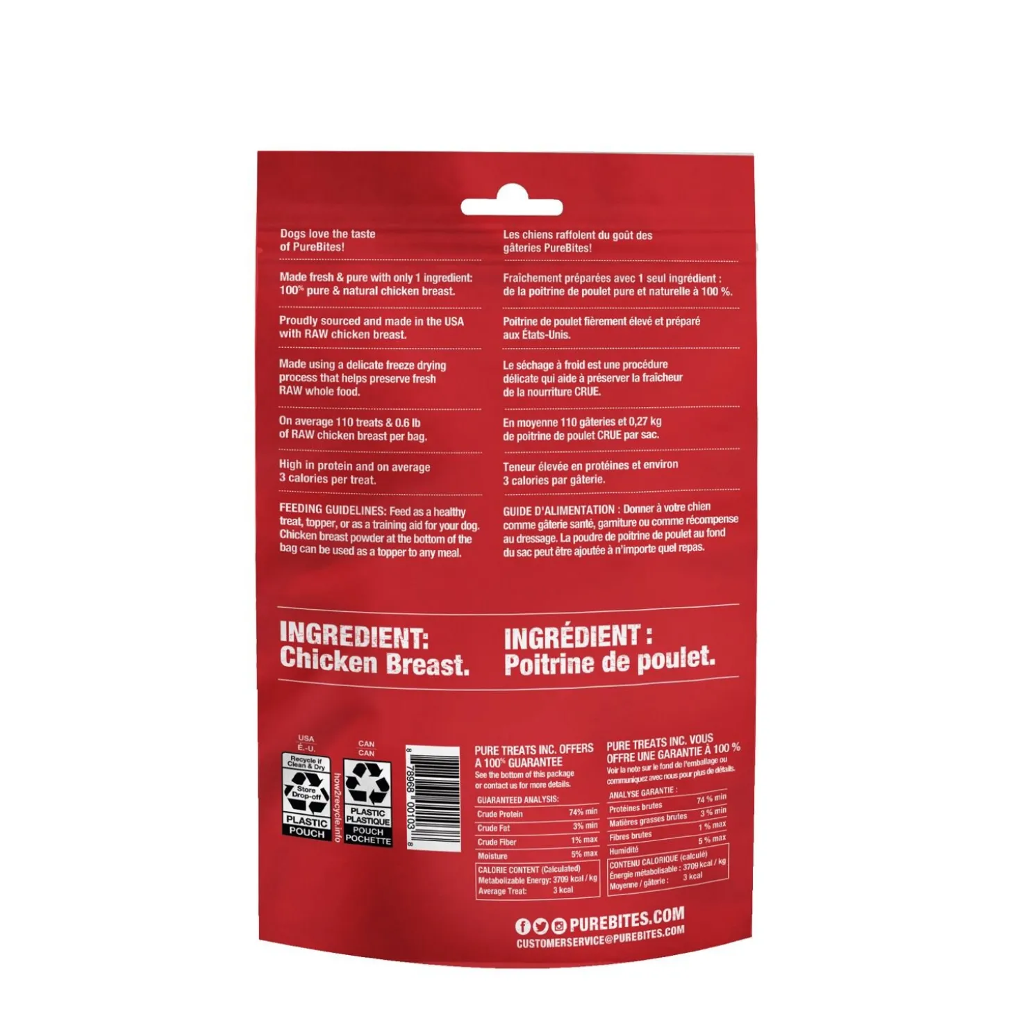 Freeze Dried Chicken Dog Treats, 85 g