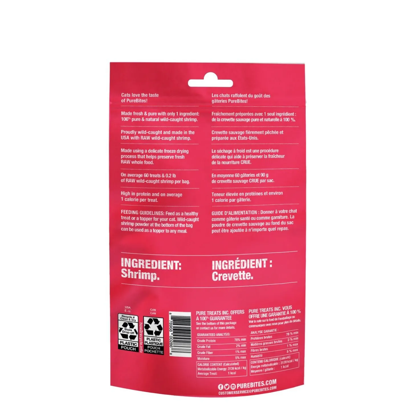 Freeze-dried shrimp treats