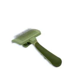 Gentle stainless steel pined self-cleaning slicker for large dogs