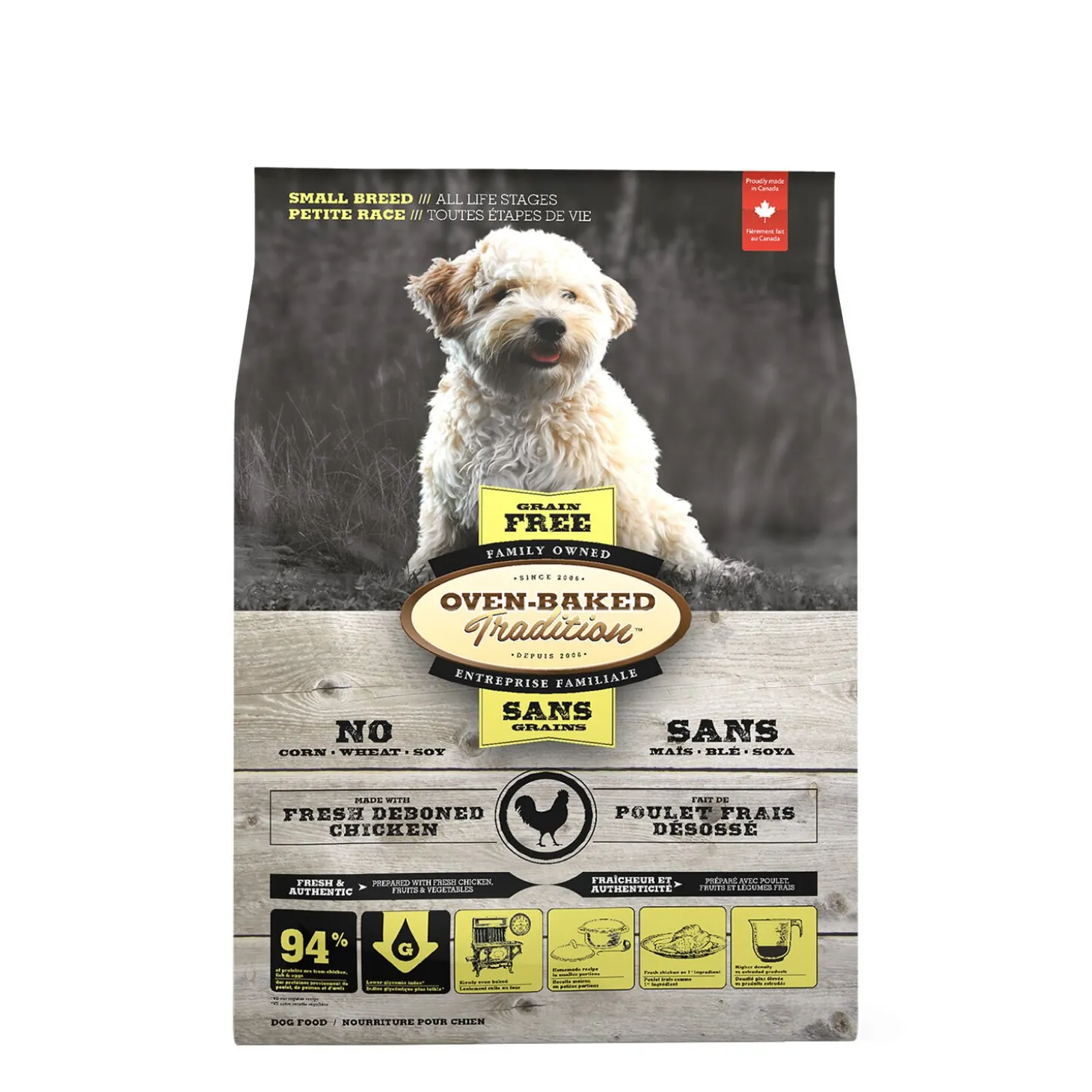 Grain-free chicken dry food in small bites for adult dogs