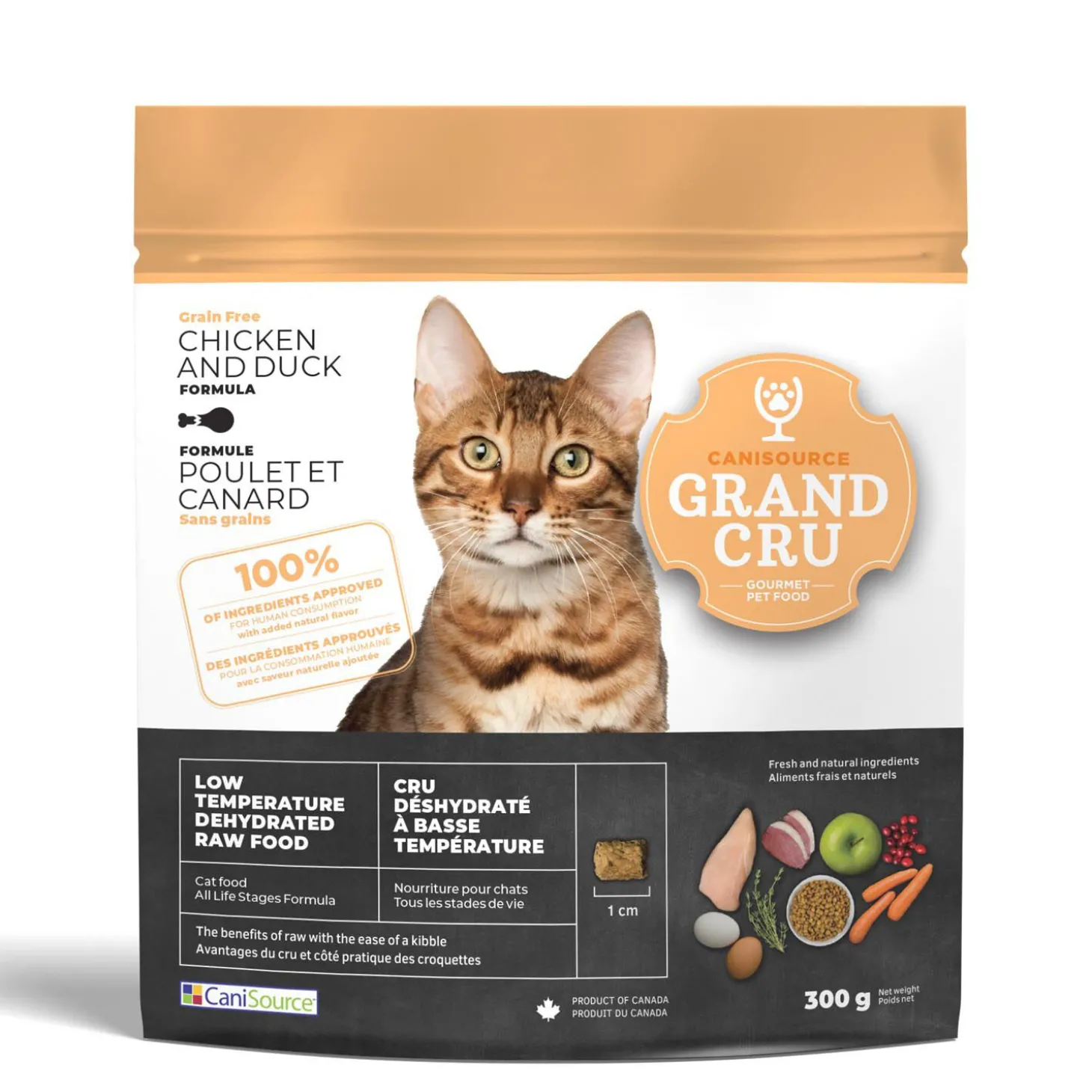 Grand Cru Raw Dehydrated Grain Free Chicken and Duck for Cats, 300 g