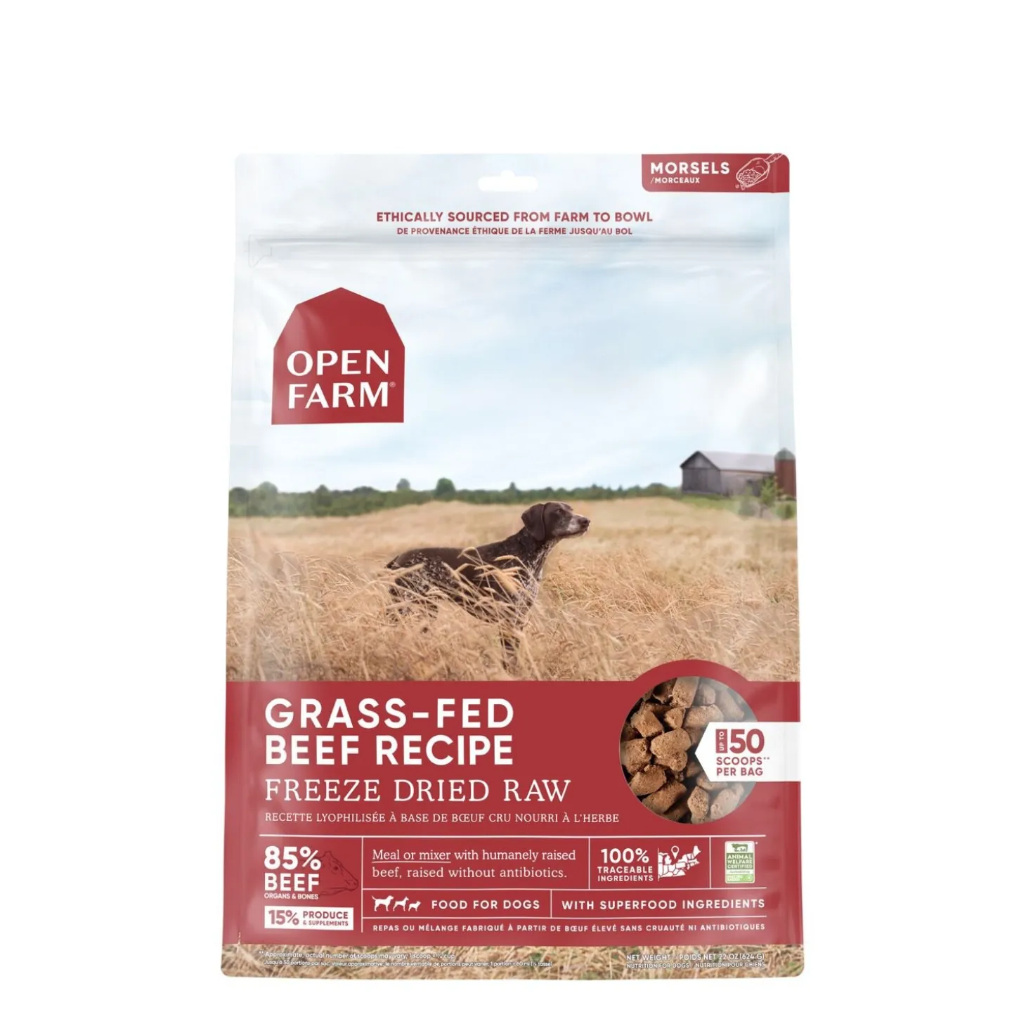 Grass-fed beef freeze dried raw dog food