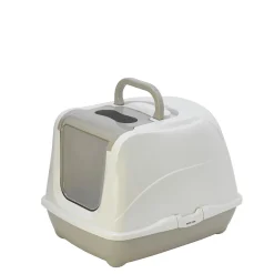 Grey covered litter box