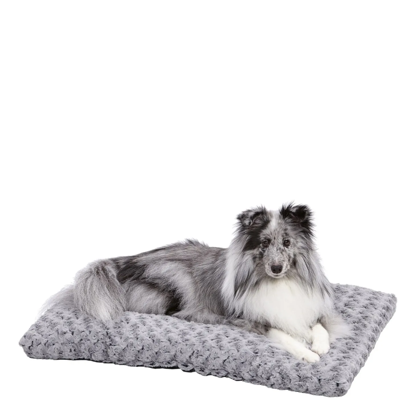 Grey swirl fur pet bed