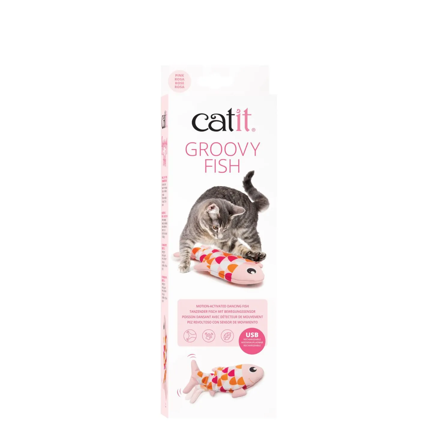 Groovy dancing fish toy for cats, pink