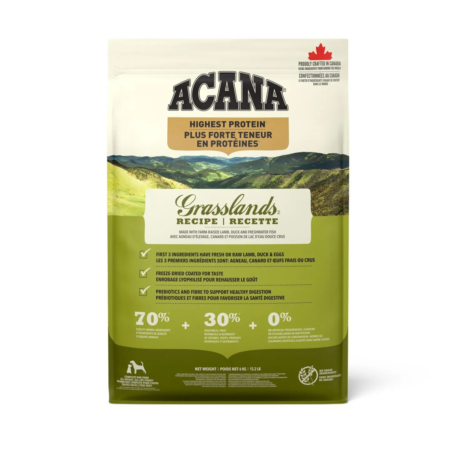 Highest Protein Grasslands Dry Dog Food Recipe, 6 kg