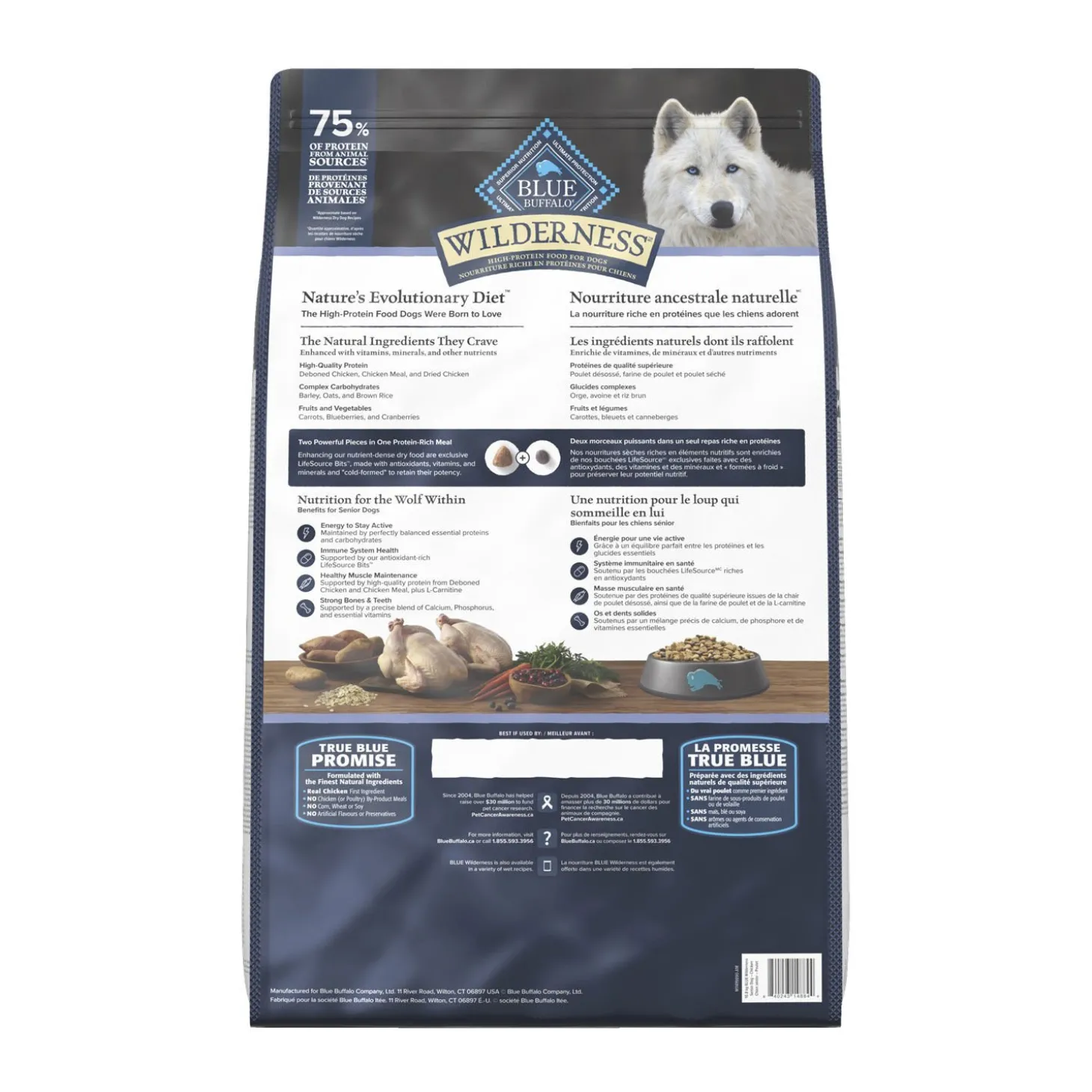 High-protein Chicken Dry Food Senior Formula for Dogs, 10.8 kg