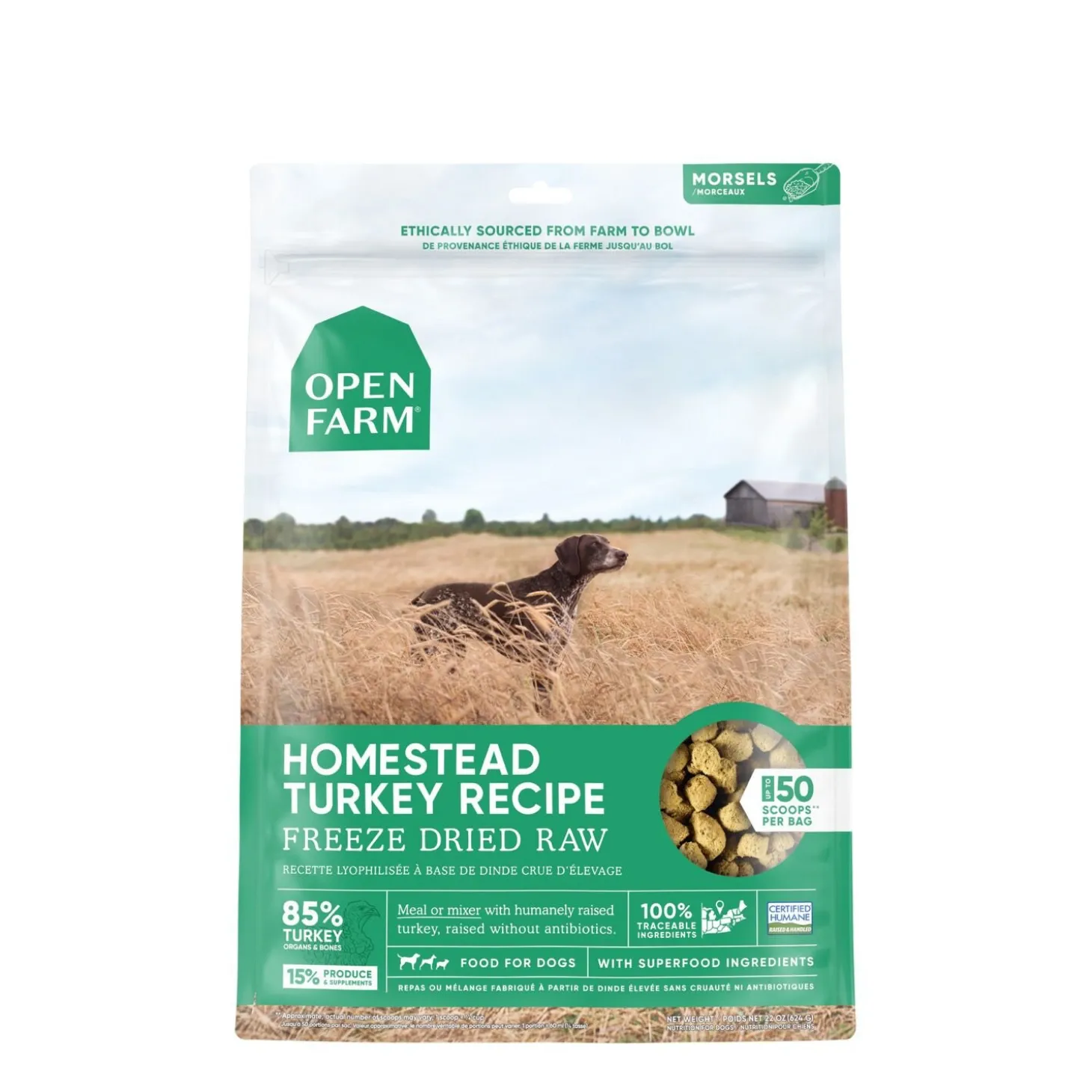 Homestead turkey freeze dried raw dog food