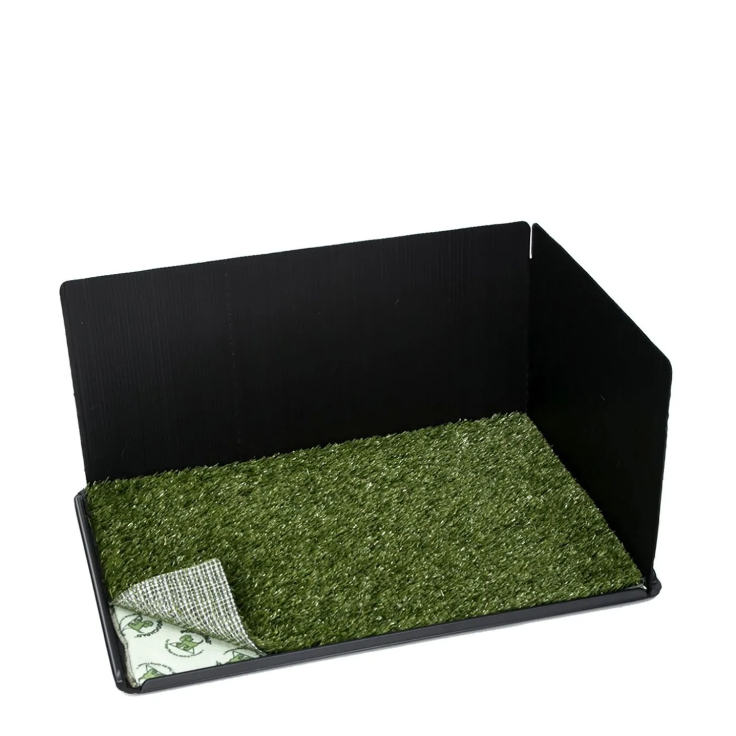 Indoor turf dog potty with absorbent pad