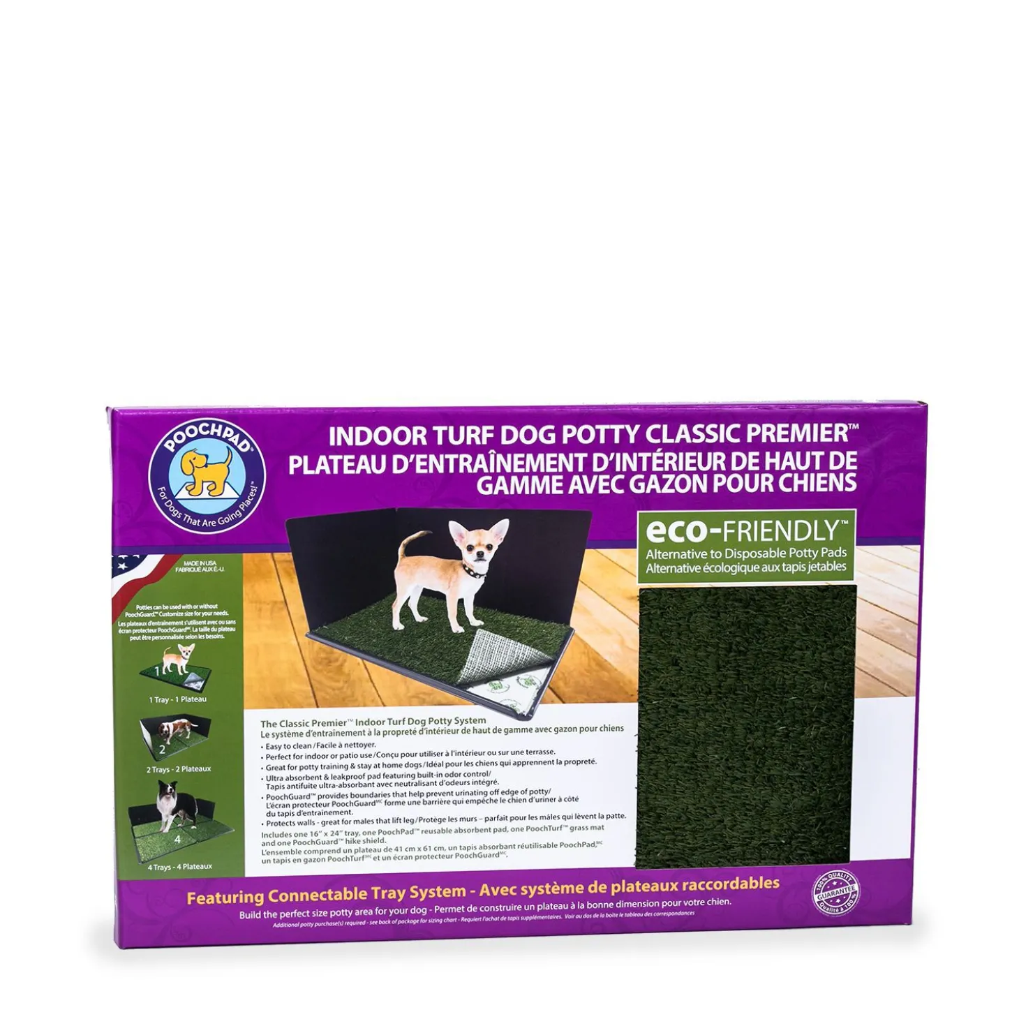 Indoor turf dog potty with absorbent pad