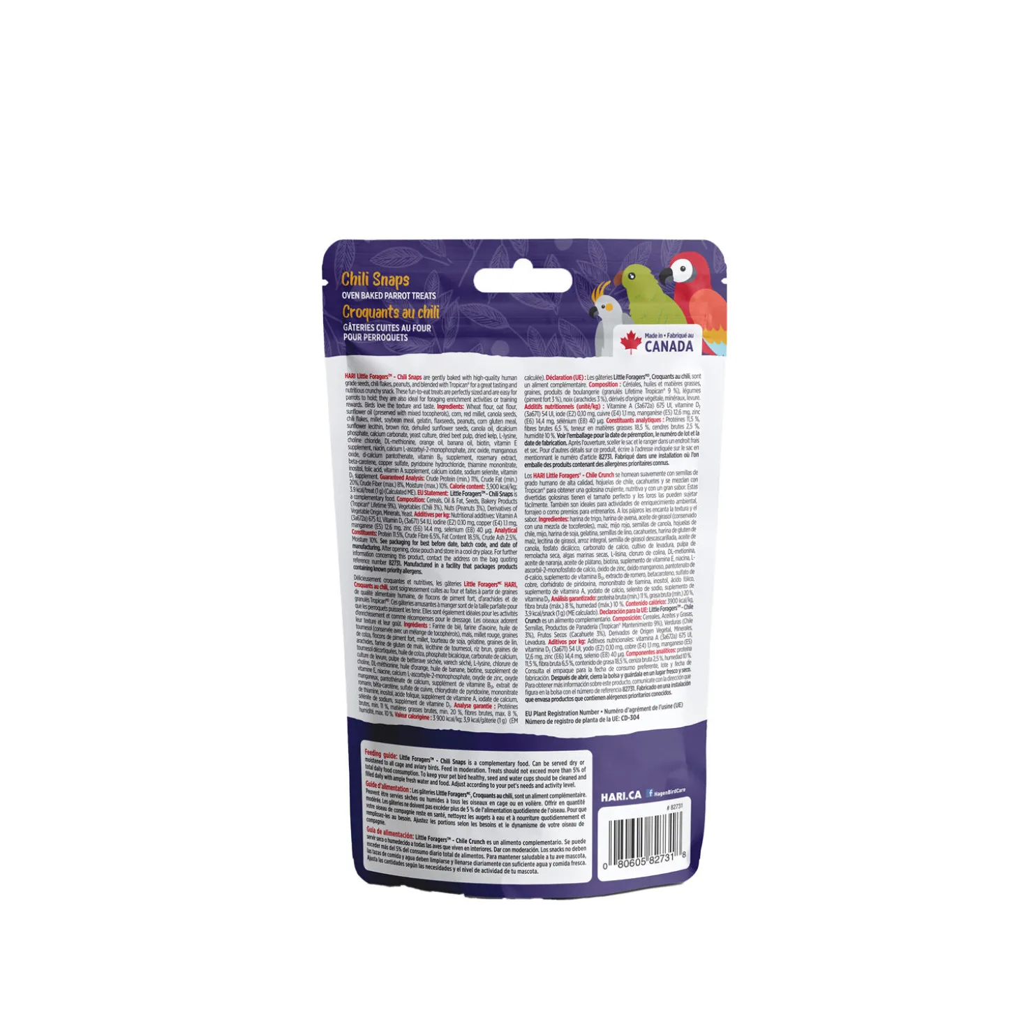 Little Foragers Parrot Chili Snaps Treats, 125 g