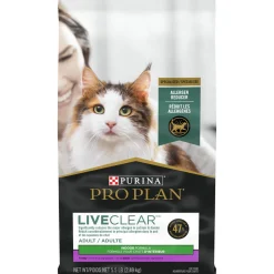 LiveClear Turkey and Rice Specialized Formula Dry Food for Indoor Adult Cats, 2.49 kg