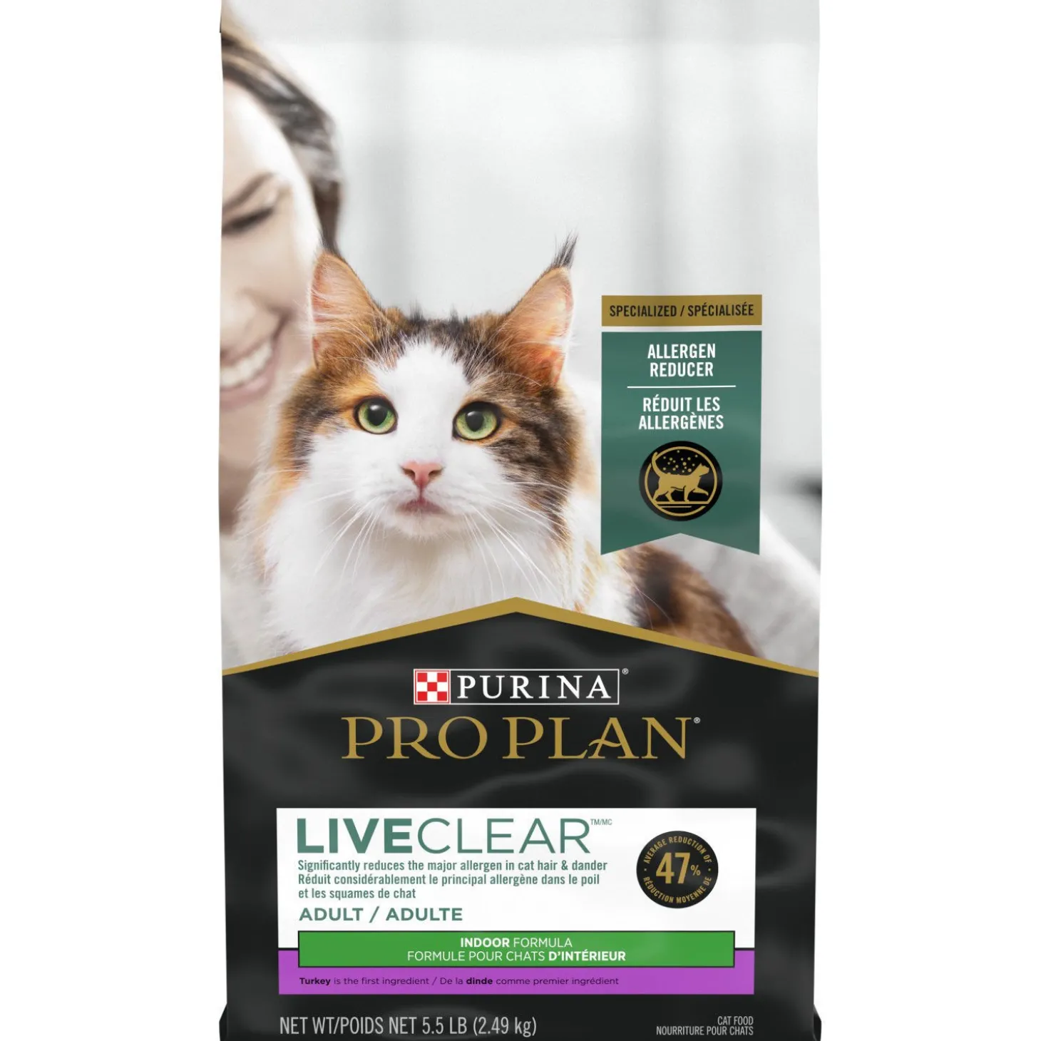 LiveClear Turkey and Rice Specialized Formula Dry Food for Indoor Adult Cats, 2.49 kg