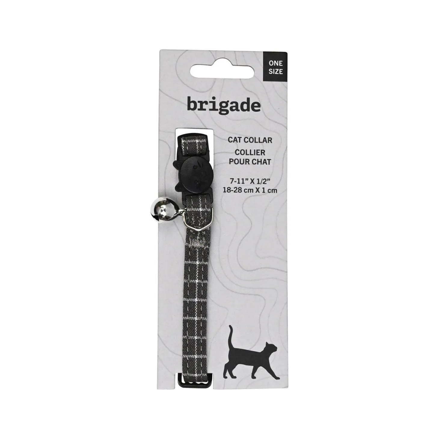 Mini Nylon Collar for Cats, Gray Square