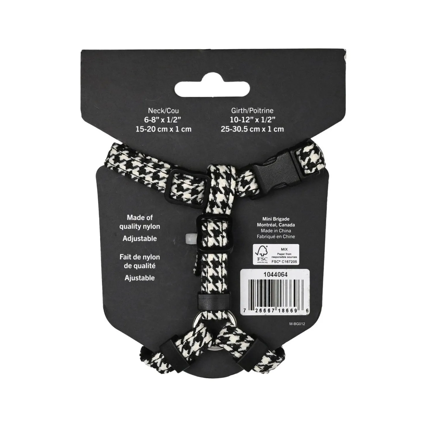 Mini Nylon Harness for Dogs, Houndstooth