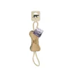 Natural Leather Bone Dog Tug Toy