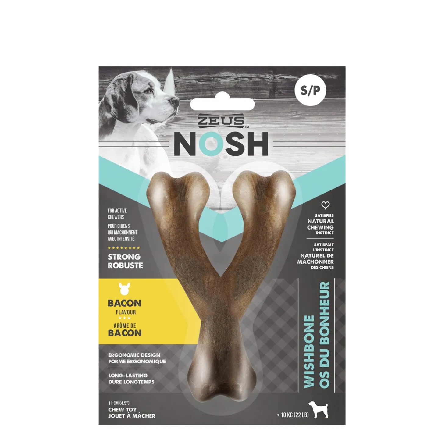 NOSH Wishbone chew toy for dogs, bacon flavour