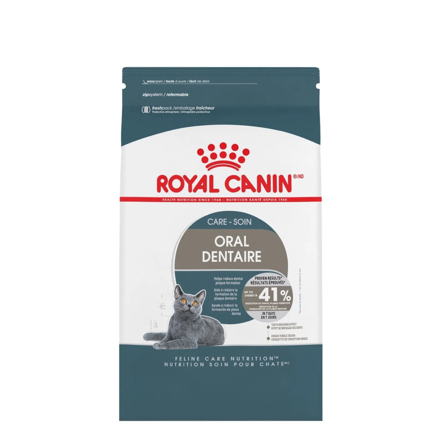 Oral care formula for adult cats