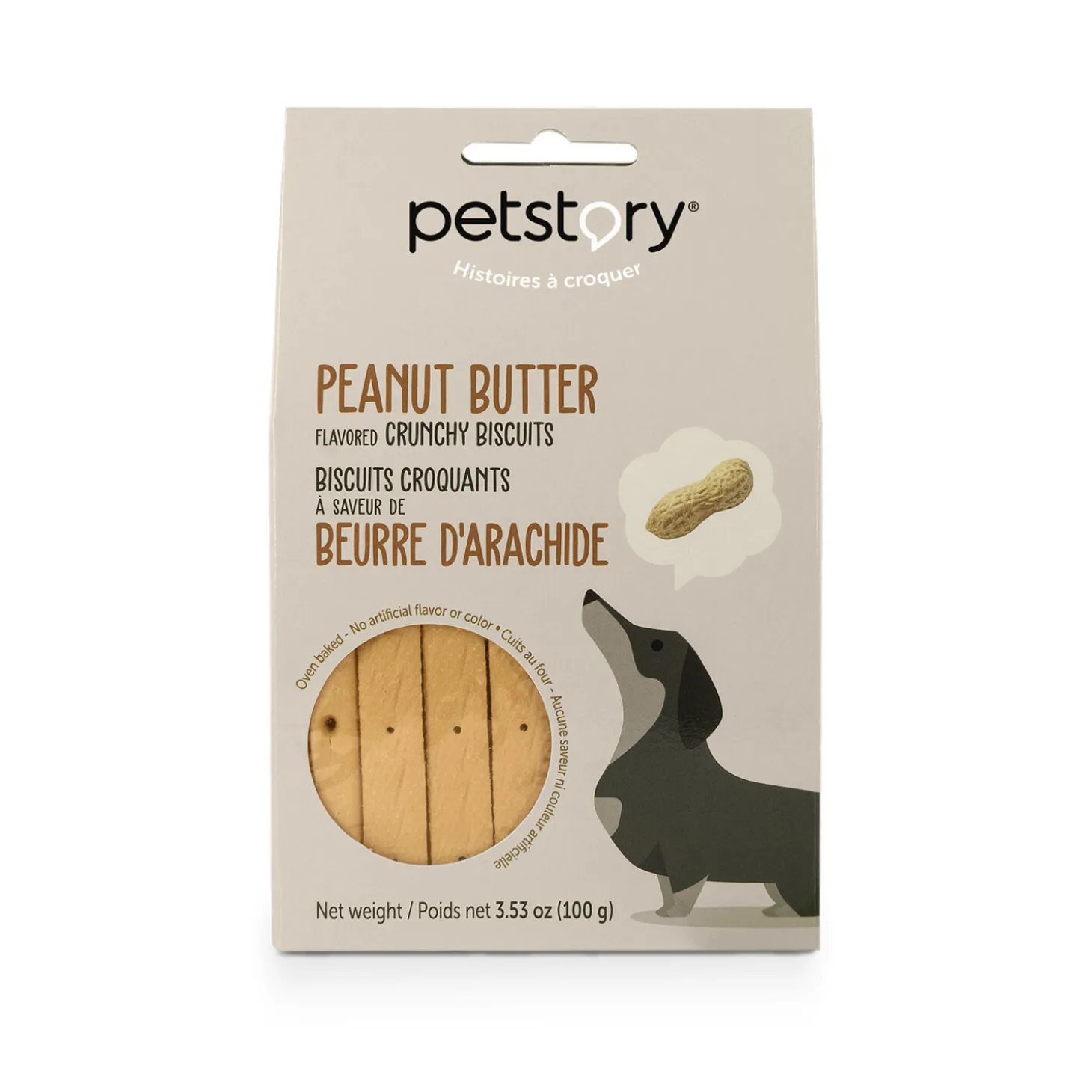 Peanut butter flavoured crunchy biscuits for dogs