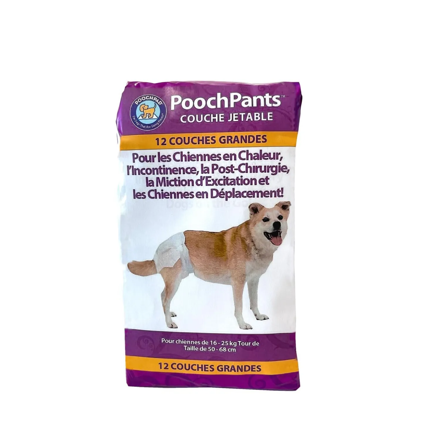PoochPants Disposable Absorbent Diaper for Dogs, L