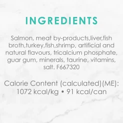 Pâté of salmon & shrimp wet food for adult cats