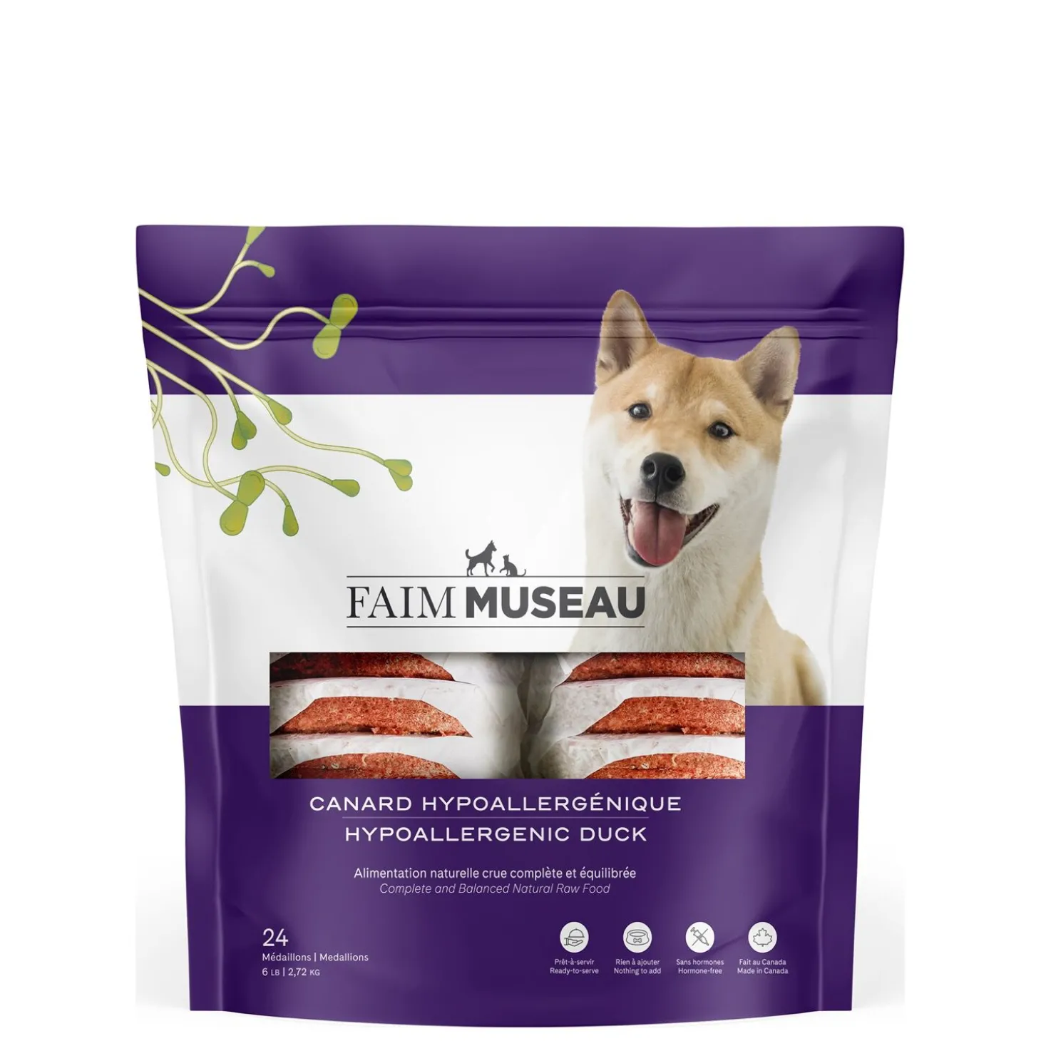 Raw dog food, hypoallergenic duck