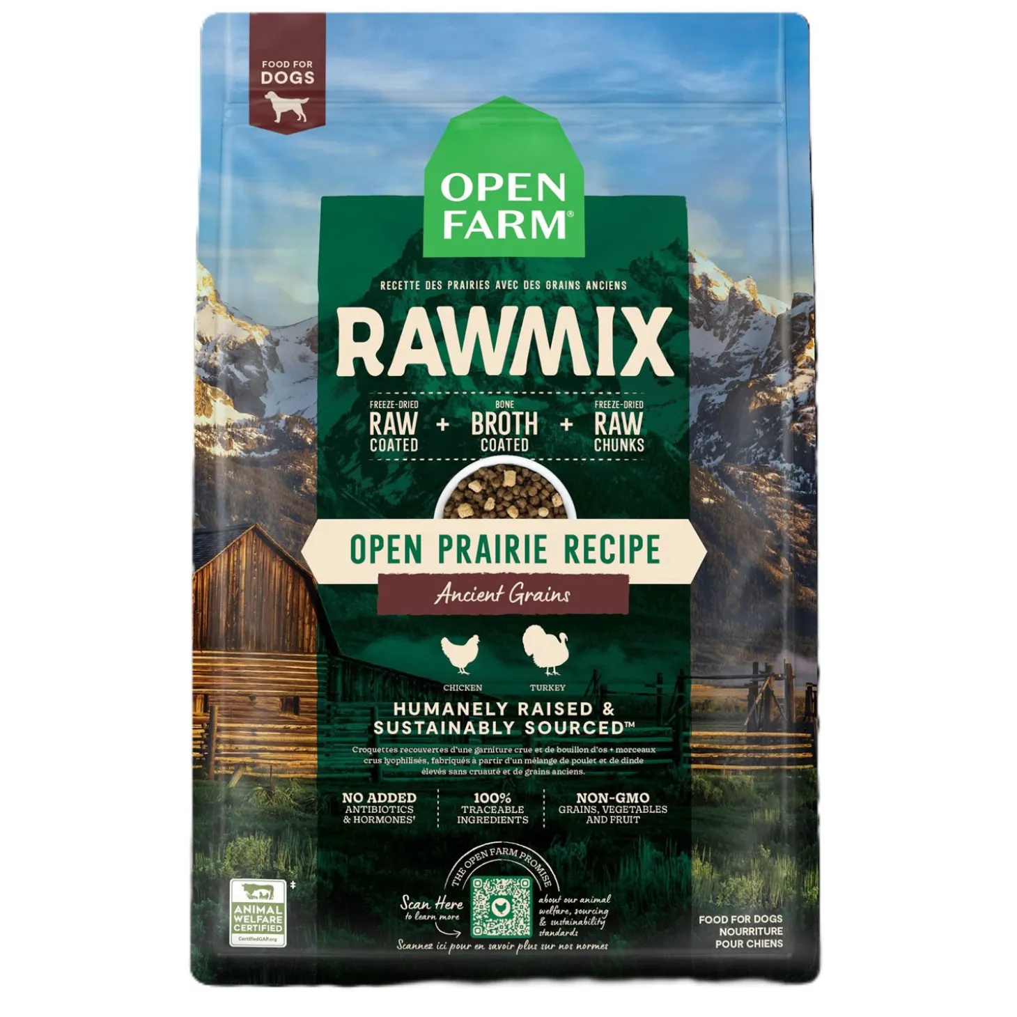 RawMix Open Prairie Recipe with Ancient Grains Dry Dog Food, 9,07 kg
