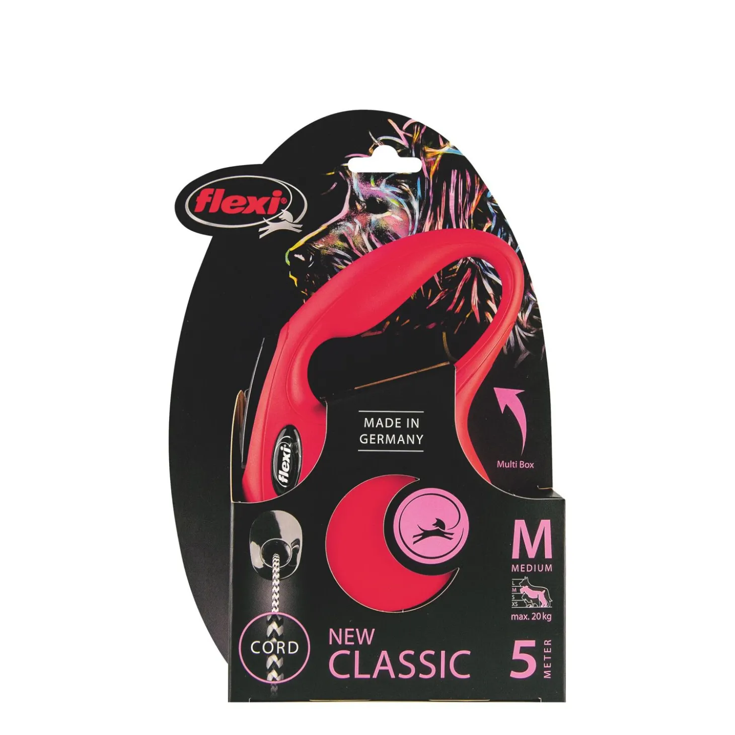 Red "Classic" cord retractable leash, 5m