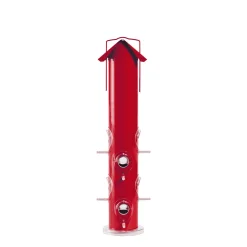 Red Metal Tube Wild Bird Feeder, 1.5 lb