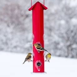 Red Metal Tube Wild Bird Feeder, 1.5 lb