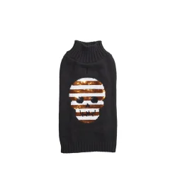 Reversible Sequins Skull Mock Neck Sweater