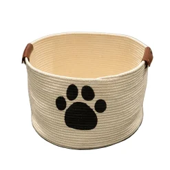 Rope Style Cotton Basket with Paw Print