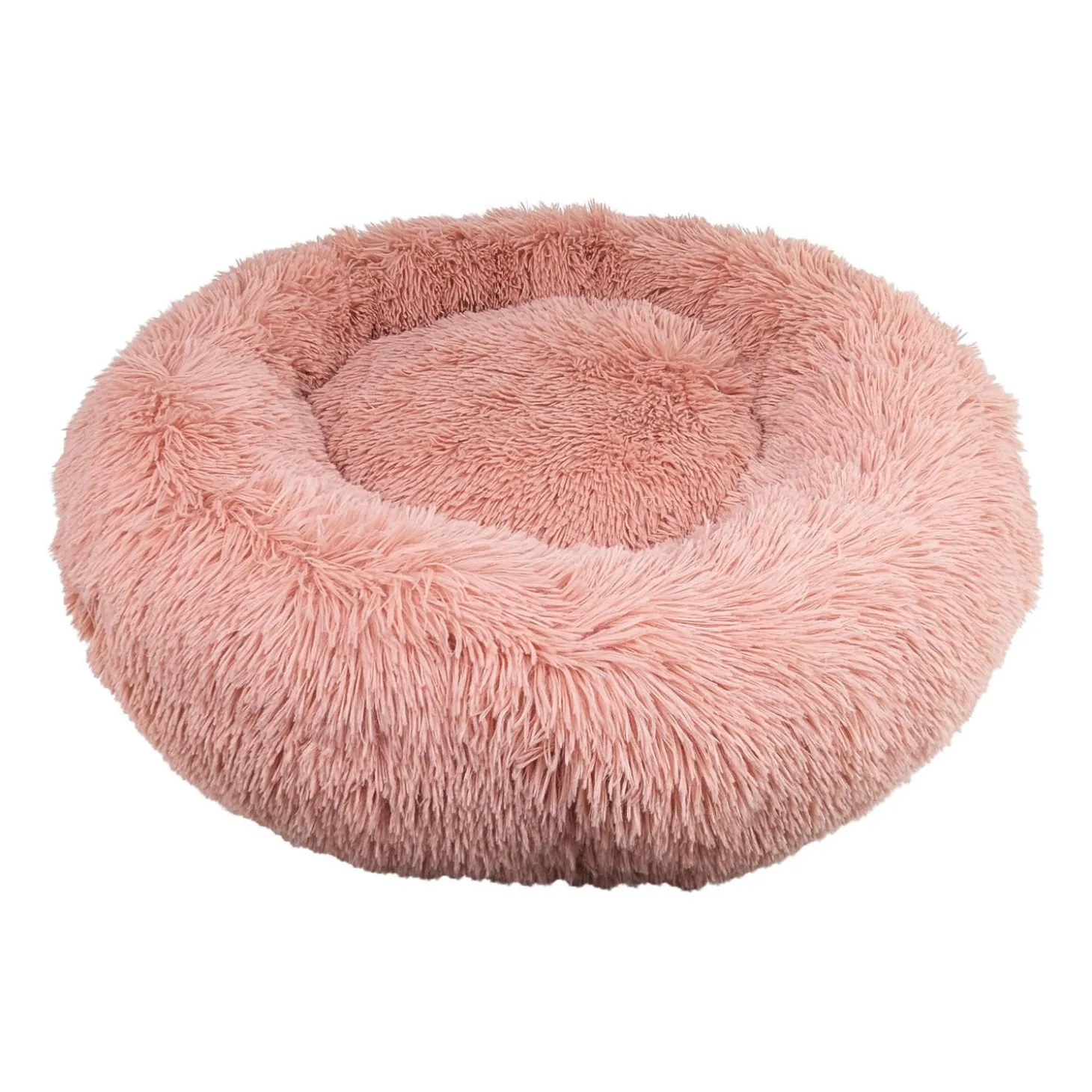Round Fuzzy Bed for Pets, Pink
