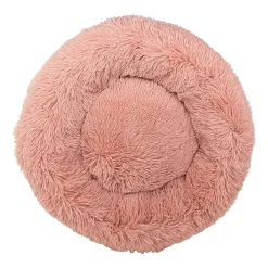 Round Fuzzy Bed for Pets, Pink