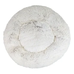 Round Fuzzy Bed for Pets, Beige