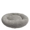 Round plush pet bed, grey