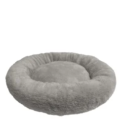 Round plush pet bed, grey