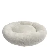 Round plush pet bed, white