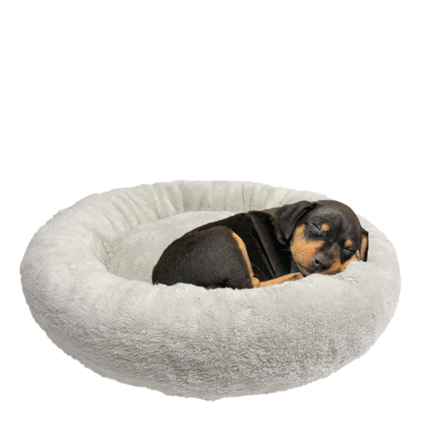 Round plush pet bed, white