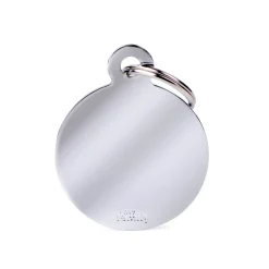 Round Shaped Silver I.D Tag, Large