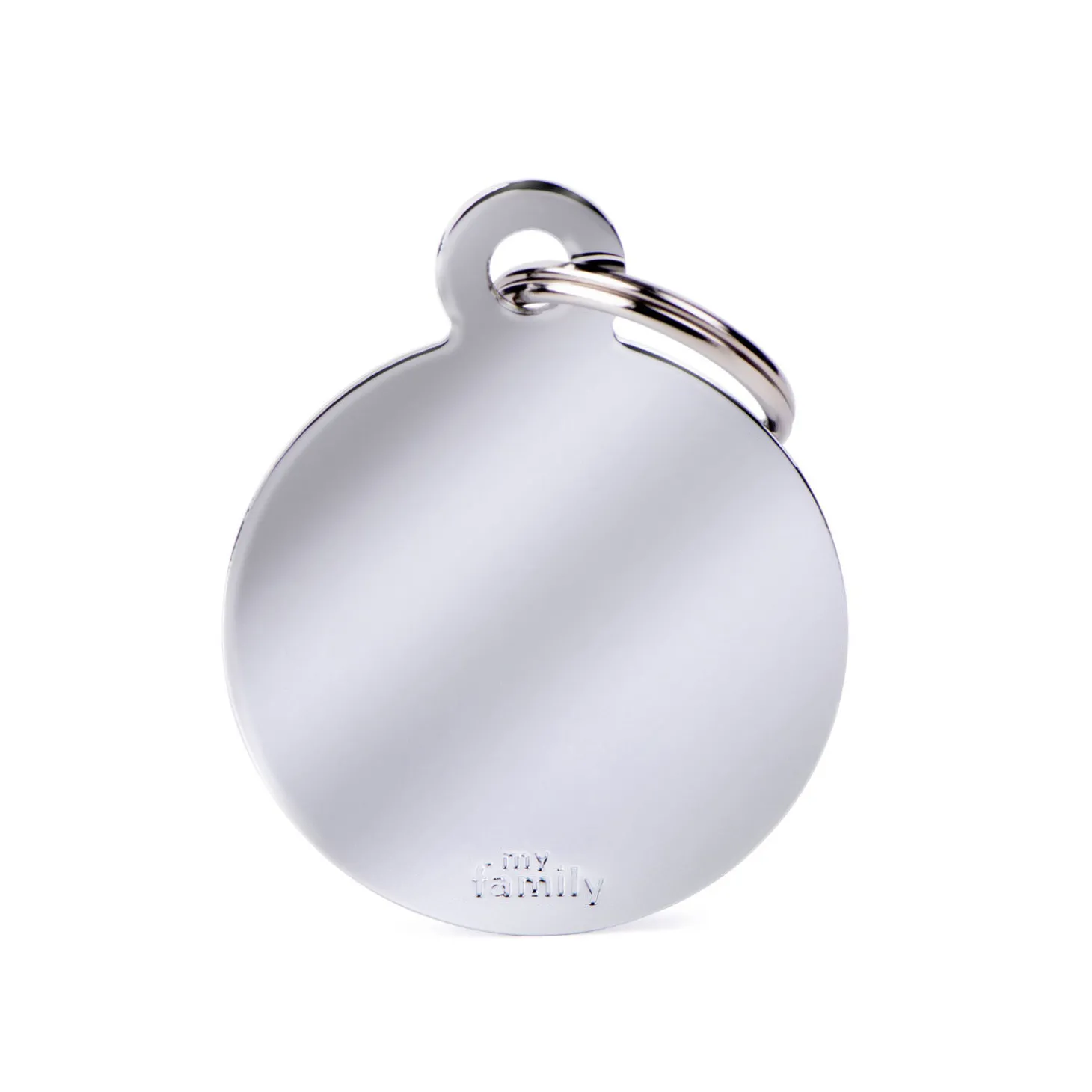 Round Shaped Silver I.D Tag, Large