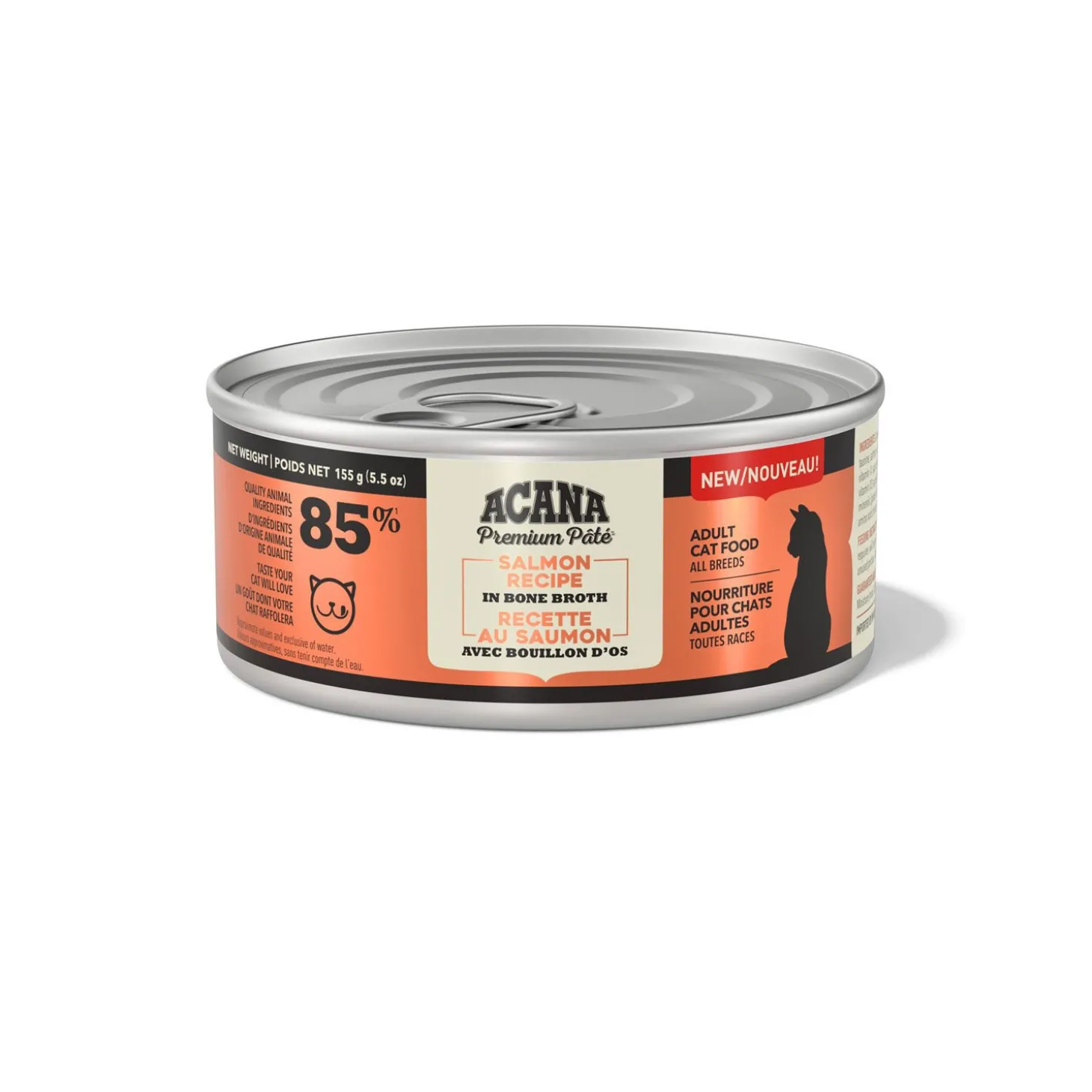 Salmon in Bone Broth Recipe Wet Cat Food, 155 g