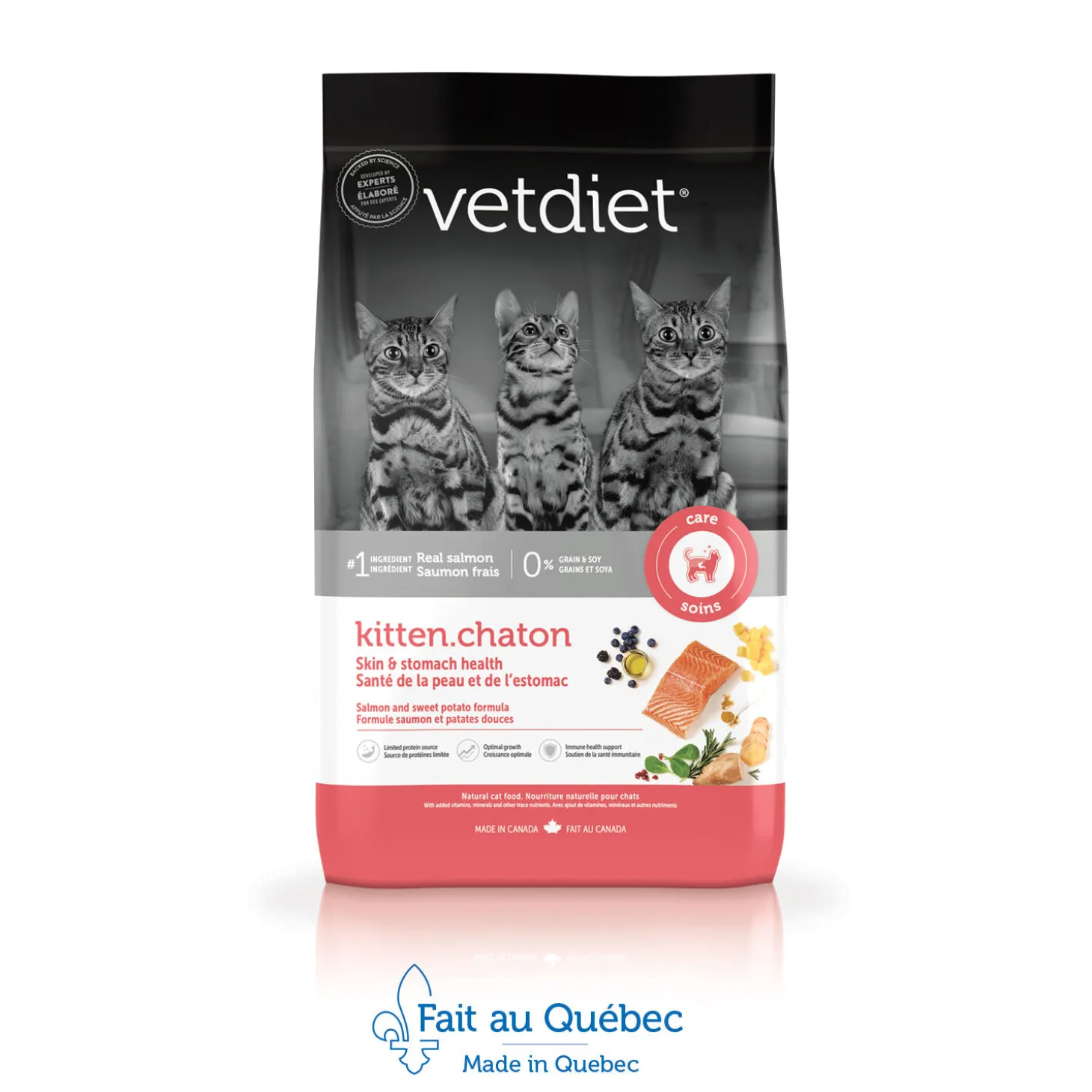 Salmon Skin and Stomach Health Dry Food for Kittens, 3.18 kg