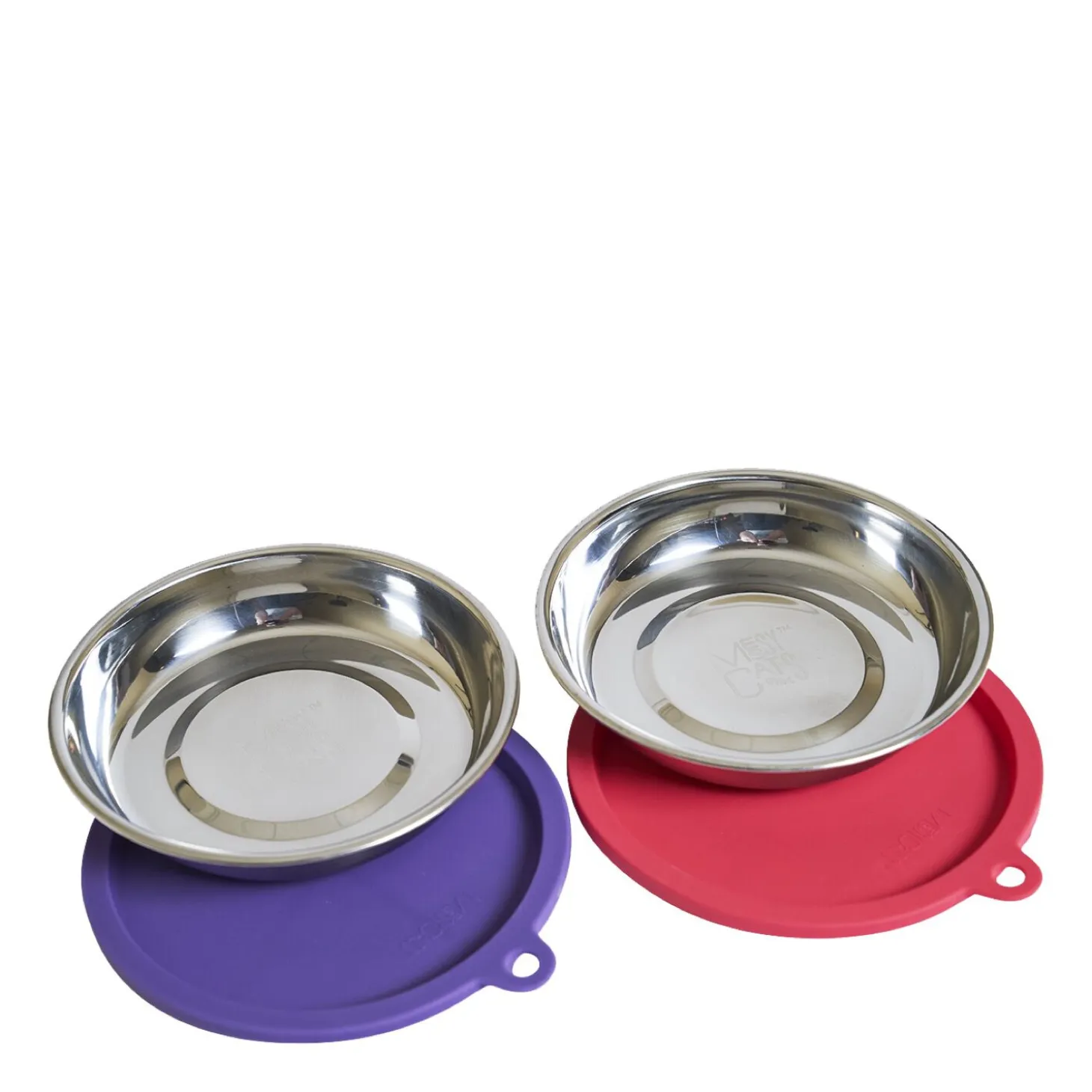 Set of Stainless Saucer Shaped Bowls with Silicone Lids