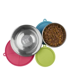 Set of Stainless Steel Bowls and Silicone Lids