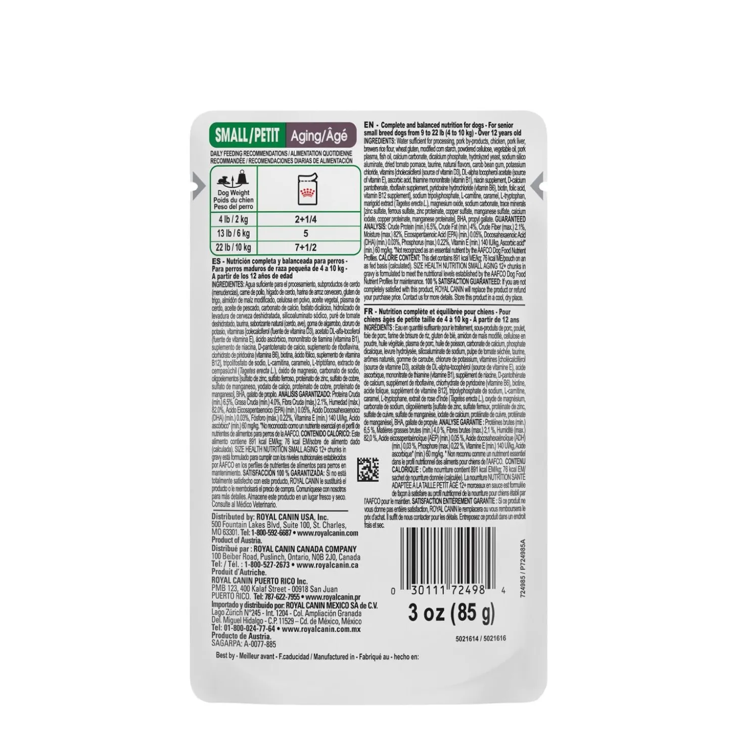 Size Health Nutrition™ Small Aging 12+ Chunks in Gravy Pouch Dog Food