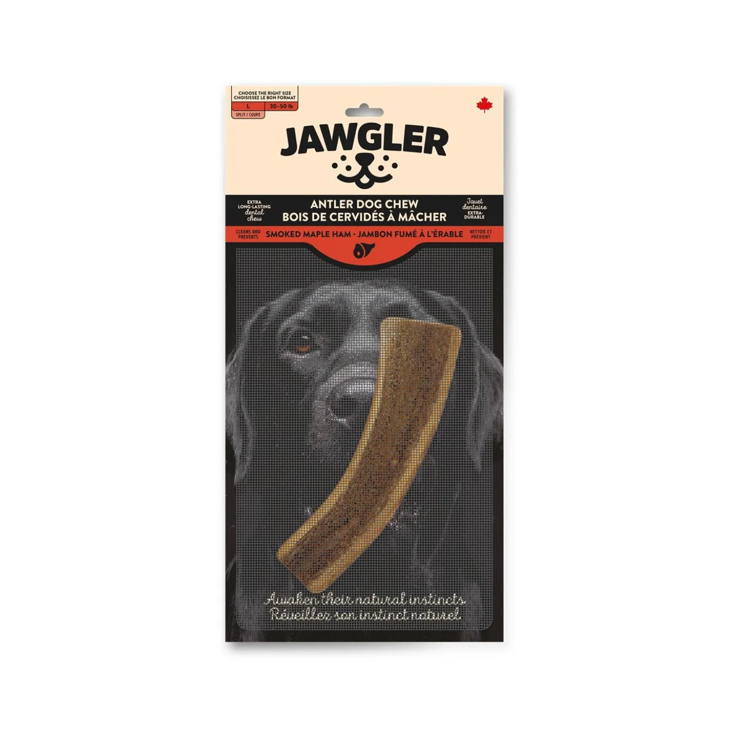 Split Antler Dog Chew, Smoked Maple Ham