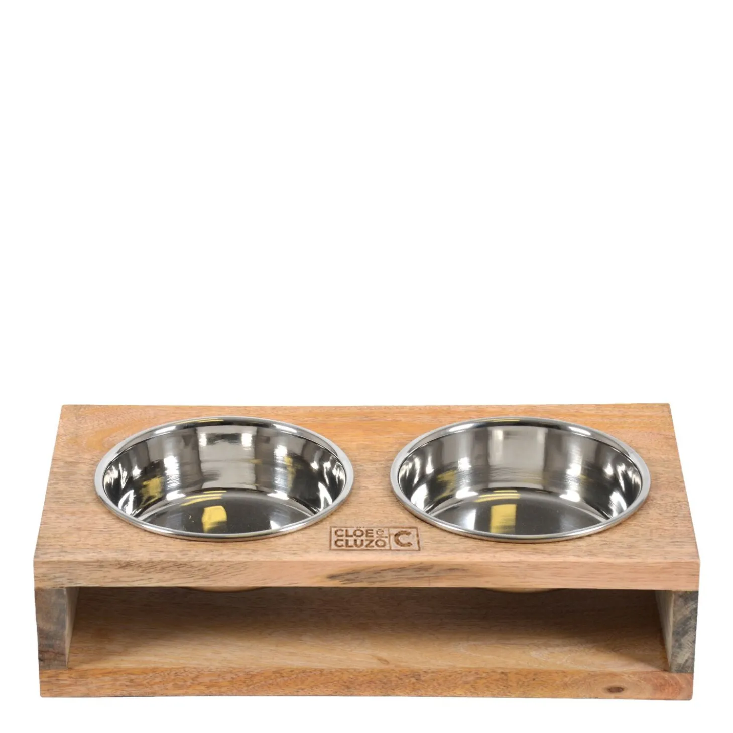 Stainless Steel and Mango Wood Dual Feeder