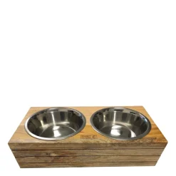 Stainless steel and mango wood dual feeder